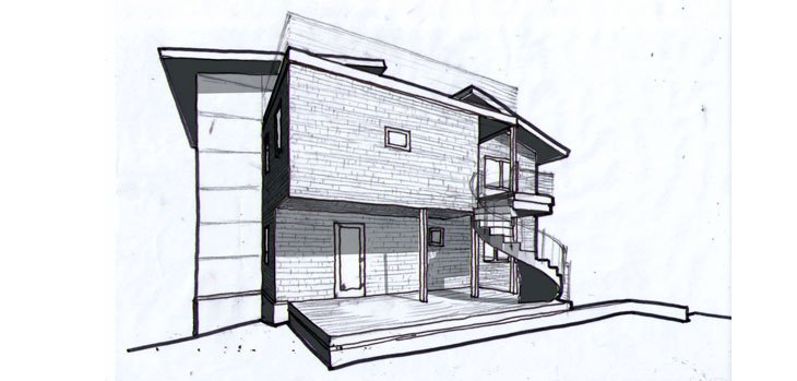 sustainable modern home exterior with cedar siding and hardie panel rainscreen